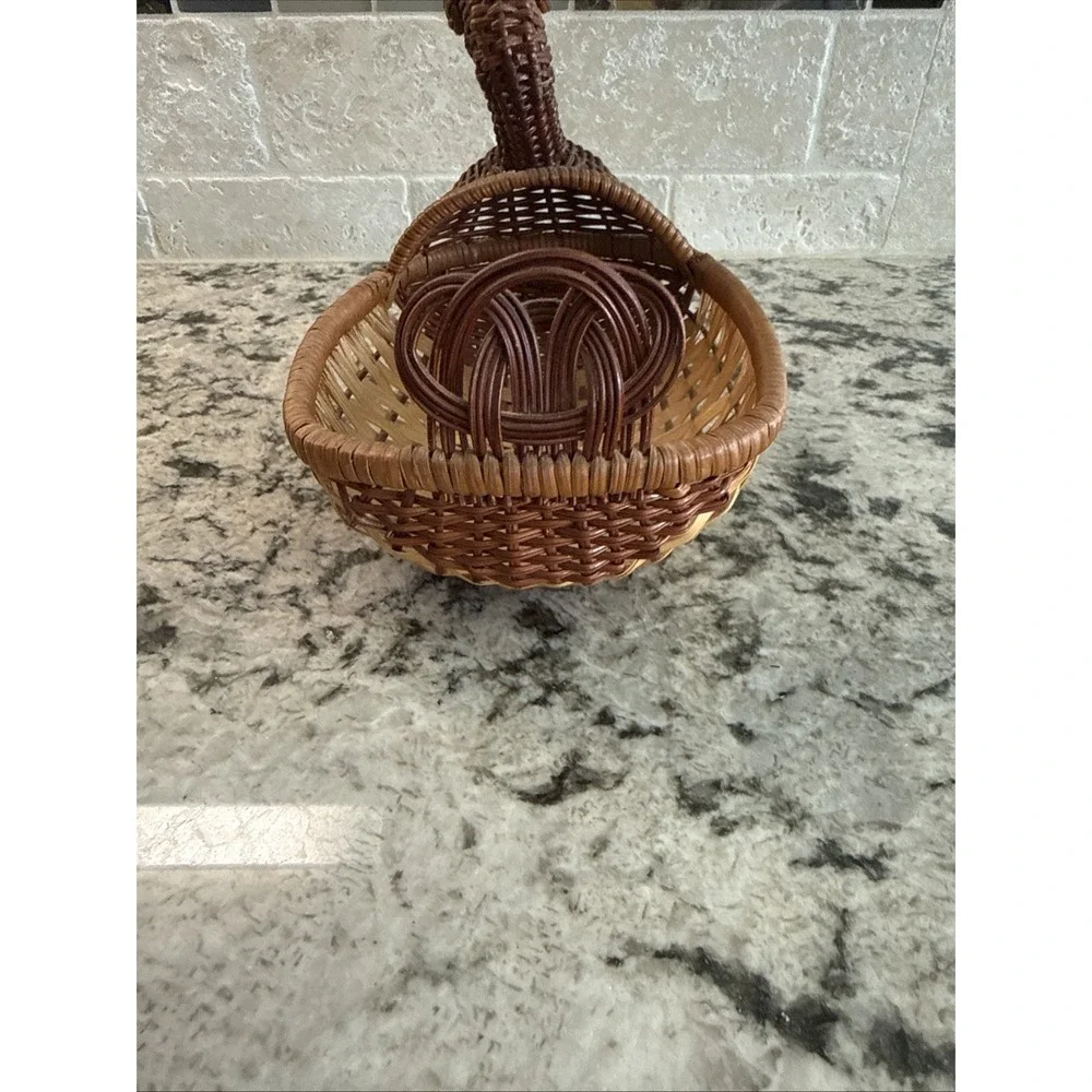 Vintage Wicker Duck Basket Woven Rattan Wood Beak Farmhouse Country Animal Boho